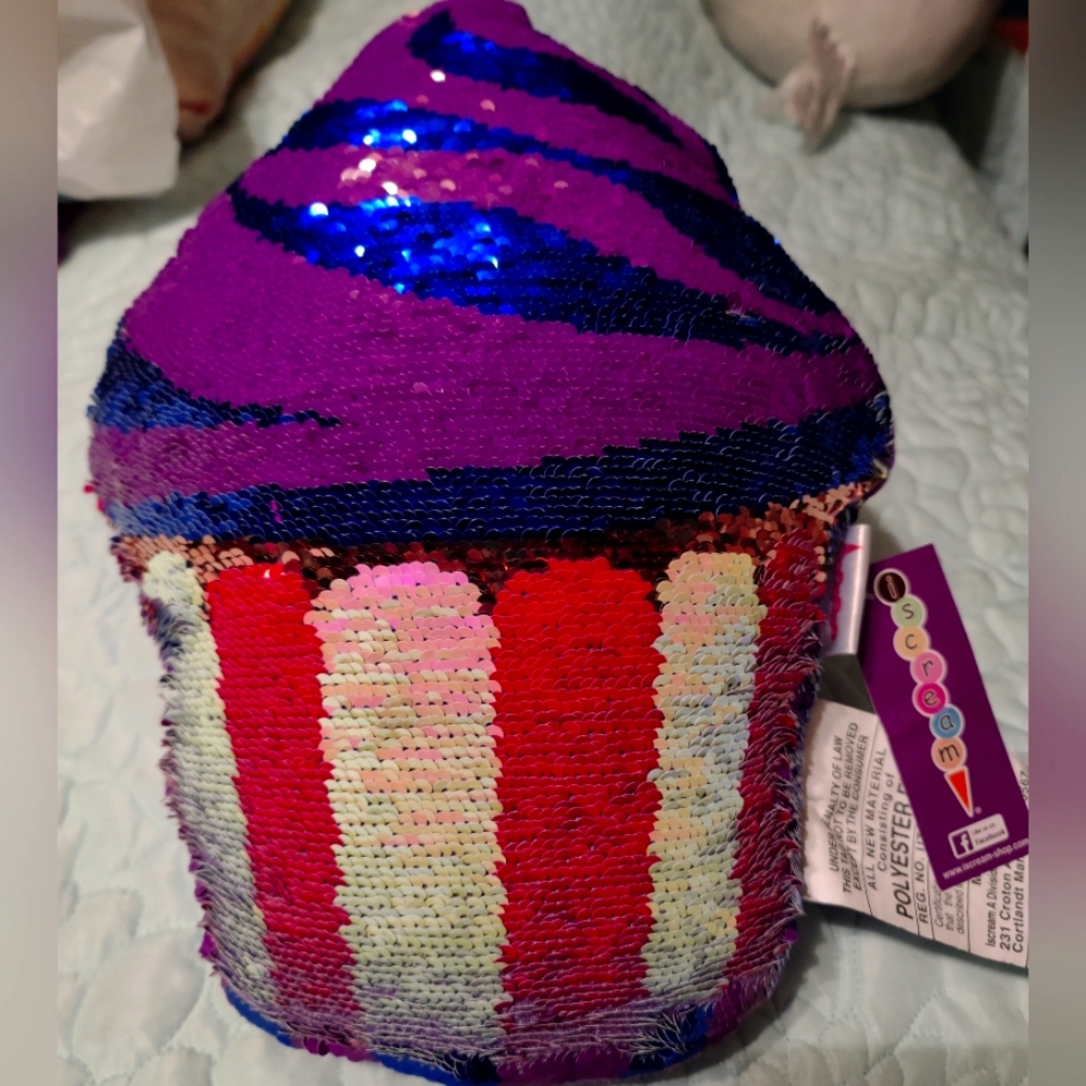 Cupcake Reversible Sequin Pillow.